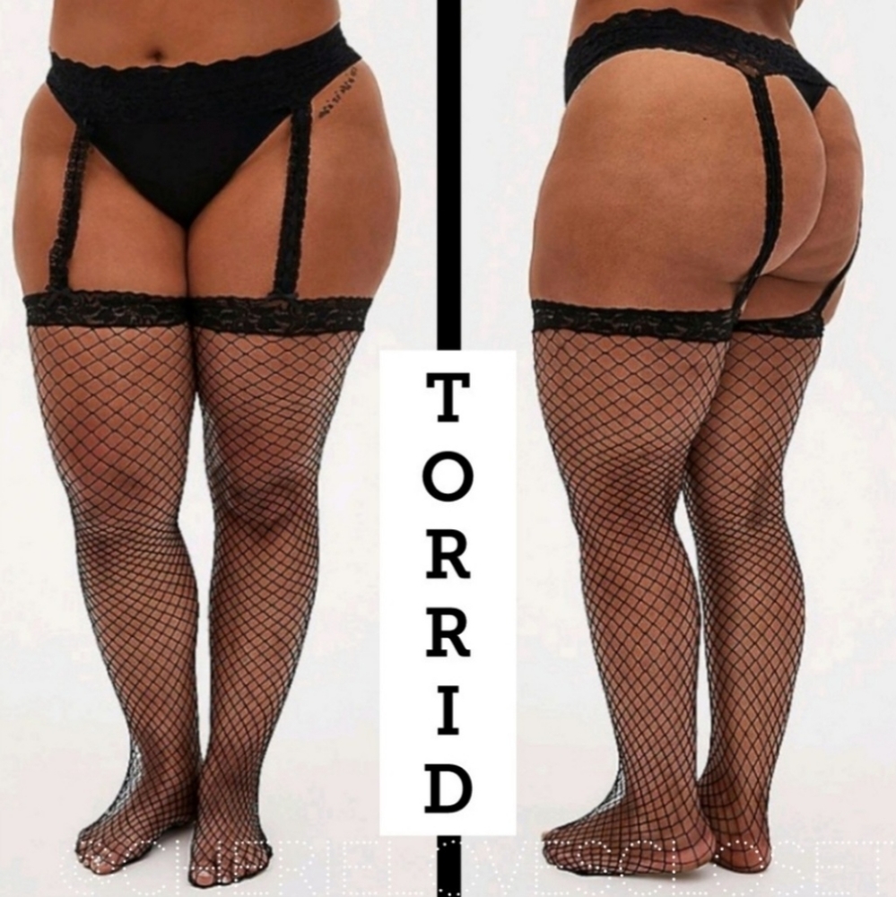 TORRID Fishnet Faux Garter Tights! NWT!